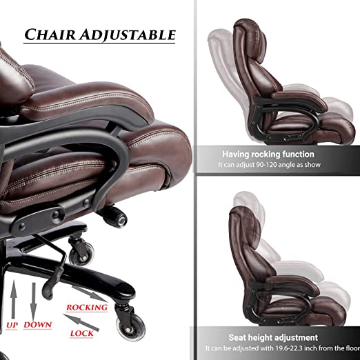 Executive Office Chair Ergonomic PU Leather Office Chair.Lumbar Support with Adjustable High Back Lumbar Support. Modern Executive Chair and Computer Desk Chair, for Heavy People Executive