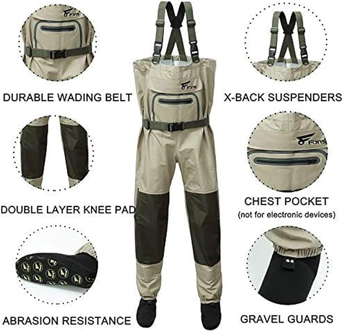 Ultra-lightweight design gives you great range of motion and portable experience, Waterproof with Neoprene Stocking Foot Insulated Fishing Chest Waders for Fishing,