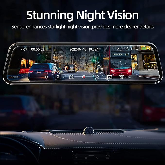 4K ultra HD front camera +1080P HD reverse camera, Parking Assist: When reversing, the rear-view camera automatically turns on. It has an extremely wide 140-degree field of view, eliminating most blind spots.