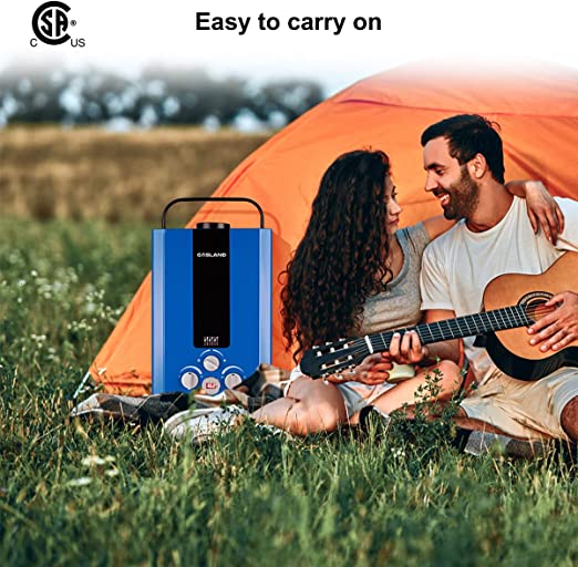 Tankless Water Heater, GASLAND Outdoors BE158L 1.58GPM 6L Portable Gas Water Heater, Energy-efficient Propane Water Heater for RV Camping Cabin Barn Boat, Overheating Protection, Easy Installation