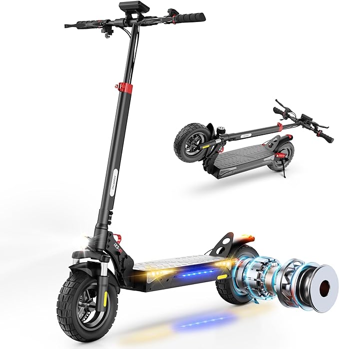These certifications ensure compliance with high-quality benchmarks which make the iscooter e-scooter a market favorite, 10 Inch Pneumatic Off Road Tires, Folding Escooter with Height-Adjustable & Dual
