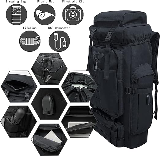 backpack are double reinforced for super load-bearing capacity. High-quality metal zippers ensures long-term use, Waterproof Tactical Rucksacks , Military Outdoor Traveling Daypack