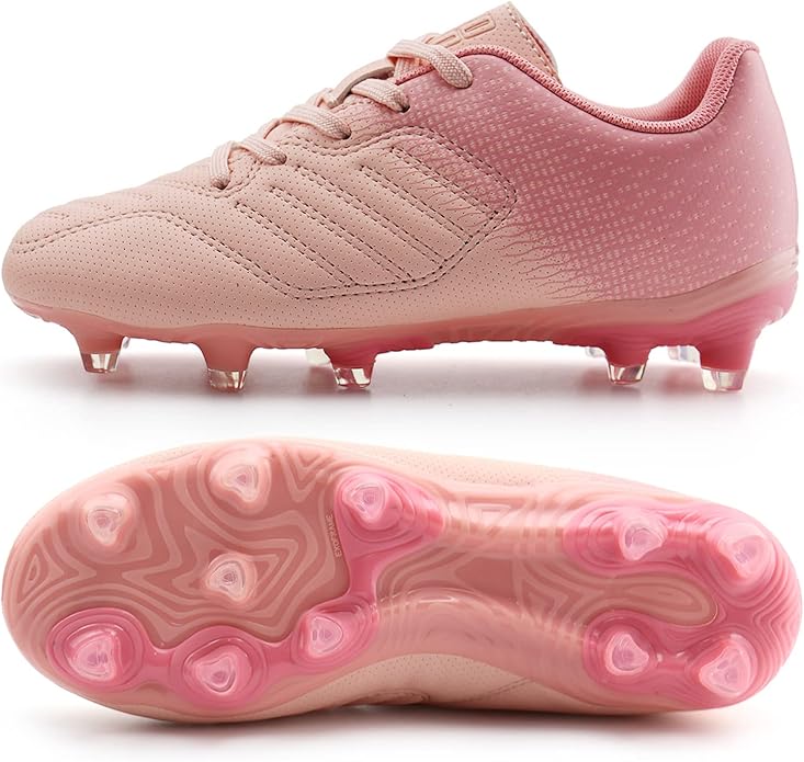 Adjustable lace-up closure helps to keep your foot inside the shoe at all times.Boys Girls Athletic Outdoor Football Shoes