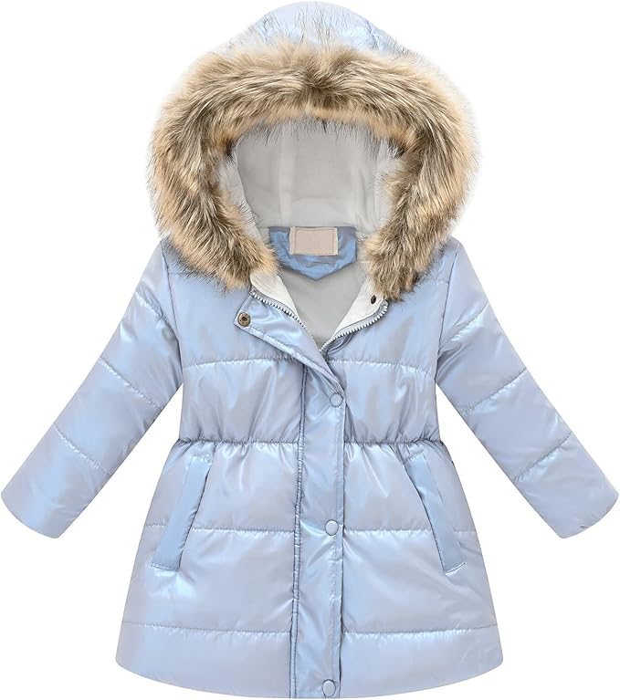 Jacket Trench Coat Baby Girls Casual Spring Fall Hooded Windbreaker Jacket Embroidery Outwear Coat Baby Girls Trench Jackets, Thicken Ski Jacket with Fur Trim Hood Kids Down Jacket Coat