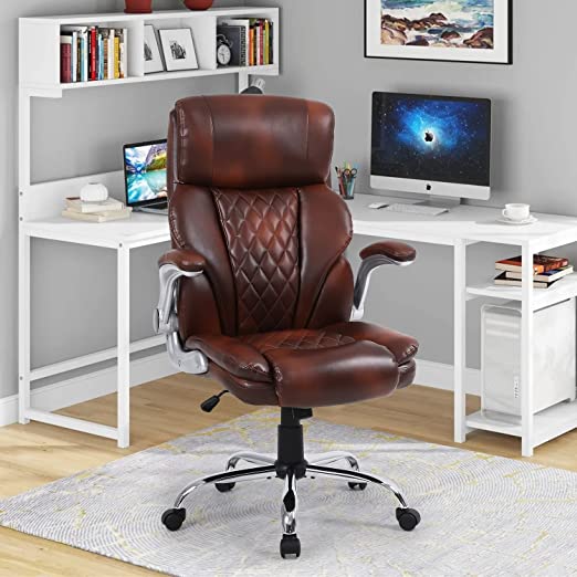 Big and Tall Office Chair Wide Spring Seat Executive Office Chair Back Support Home Office Desk Chair for Heavy People Computer PU Leather Chair with Heavy Duty Casters 360 Swivel Chair