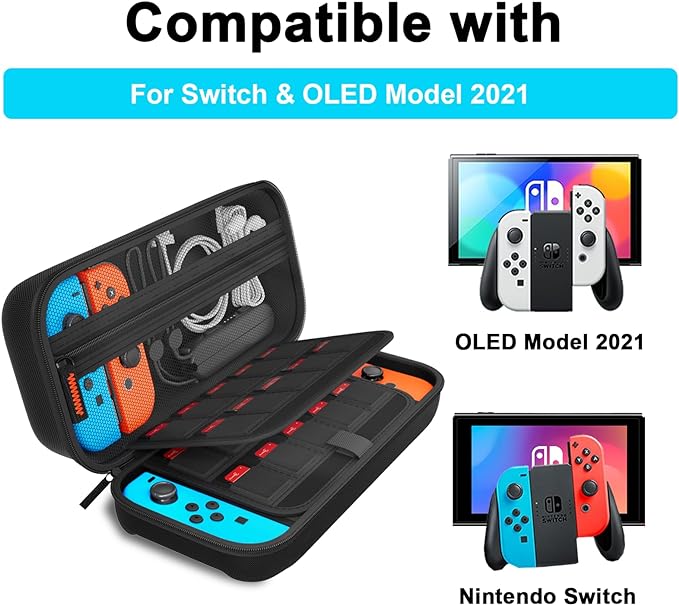 There is absolutely strong enough for plenty of daily protection, Case Compatible with Nintendo Switch/Switch OLED, with 20 Games Cartridges Protective Hard Shell Travel Carrying Case Pouch for Console