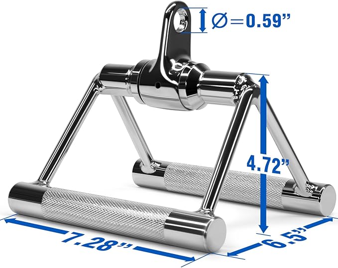 Rubber handles with textured surface for non-slip increases the secured and firm grip to your hands during workouts,  Double D Row Handle Cable Attachment