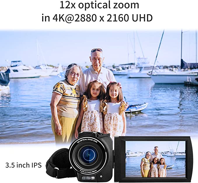 Video Camera 4K AX60 UHD Camcorder with 12x Optical Zoom 3.5
