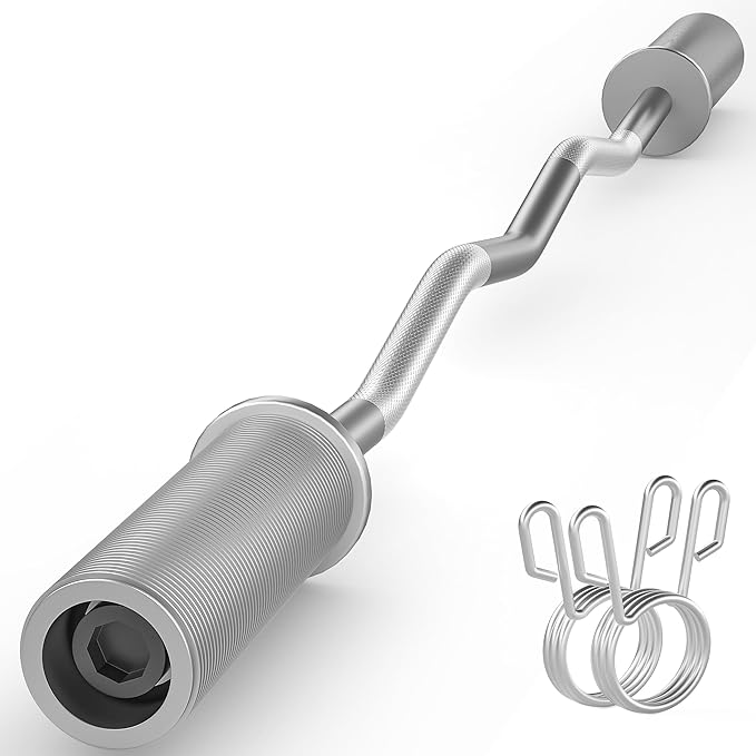 The cambered angles on EZ Curl Bar place your hands in a more natural position that lessens elbow and wrist strain, 47
