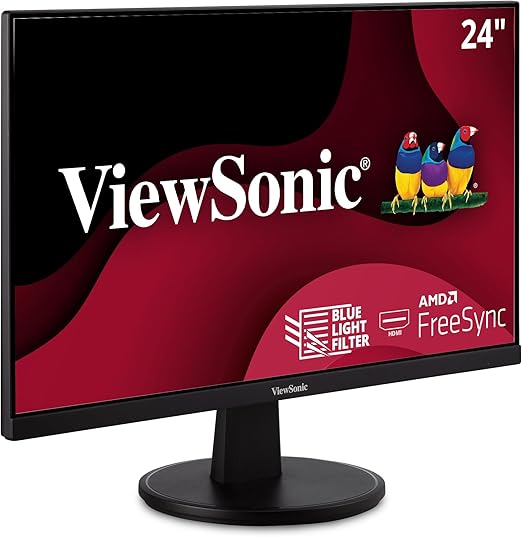 24 Inch Full HD (1920x1080p) LED monitor with thin bezels and 75Hz refresh rate, 24 Inch Full HD 1080p Monitor with Ultra-Thin Bezel, AMD FreeSync, 75Hz, Eye Care, and HDMI, VGA Inputs for Home and Office
