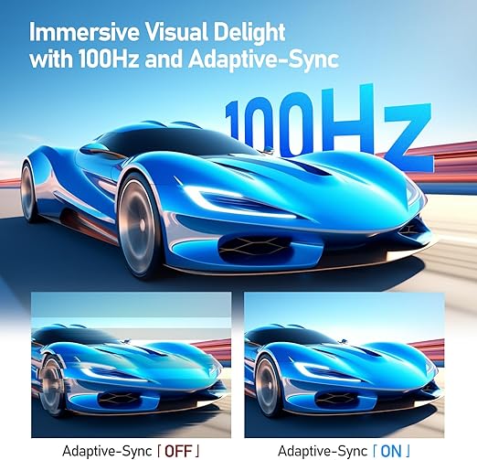 designed with IPS Panel, ultra-thin bezels and ultra-wide viewing Angle of 178 degrees, giving you an immersive experience, 100Hz 5ms IPS Gaming Office Computer Monitor with Speaker Built-in,HDMI,VGA & Audio Port, Tilt Adjustable, VESA Mountable