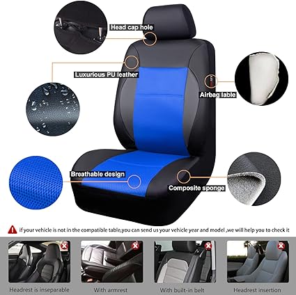 Luxurious PU Leather with 5mm Super Soft composite sponge, Luxurious PU Leather Automotive Universal Seat Covers Full Set for for