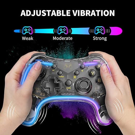 Switch/Lite/OLED,Wireless Switch Controller Support 6-Axis Gyro, Turbo/Vibration Function and Adjustable LED