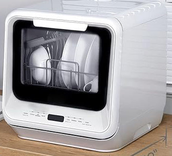 Circulation of AIR REFRESH removes moisture and odor, keeping your plates and machine dry and fresh for a long time. Dishwasher Countertop with 5L Built-in Water Tank, No Hookup Needed,