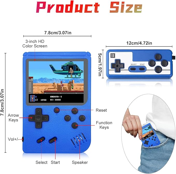 Retro Video Games Consoles 500 Classical FC Games, 3-Inch Screen,