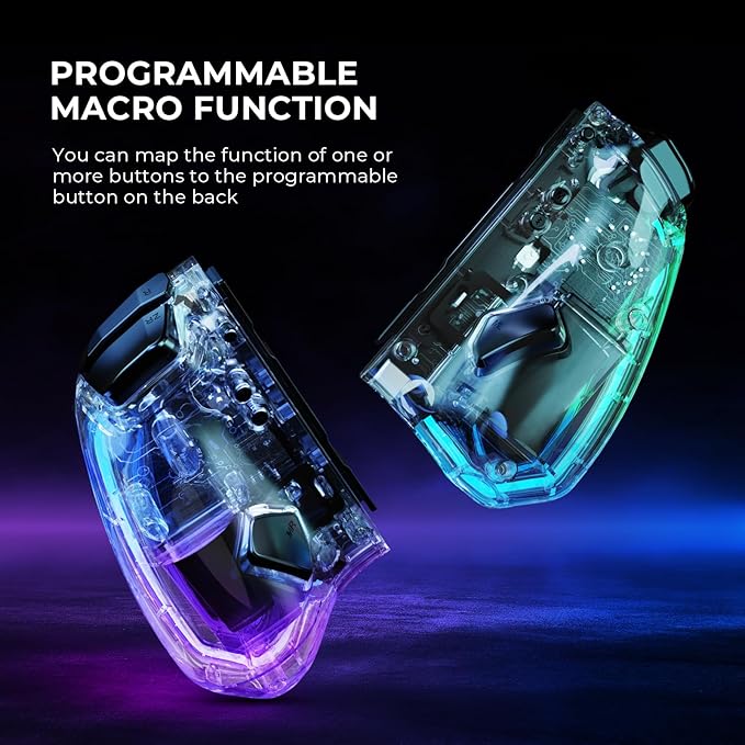 carefully contoured design and thoughtful button placement ensure maximum comfort and minimal fatigue, Hyperion switch controller with RGB Lights, Programmable, 6-Axis Gyro, Turbo & Vibration