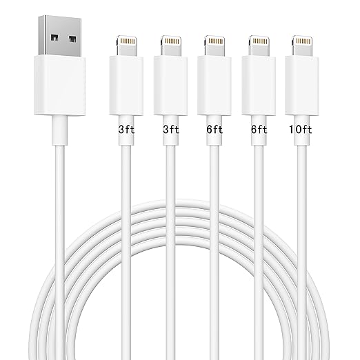 Apple charging cable has flexible tensile strength, and extra long tail design can bear 12,000 bends in strict laboratory tests, Cable 5Pack MFi Certified Apple Charging Cord Compatible with iPhone 14 13 12 11 Pro MAX Xs Xr X 8 7 6 6s Plus SE 5S iPad iPod