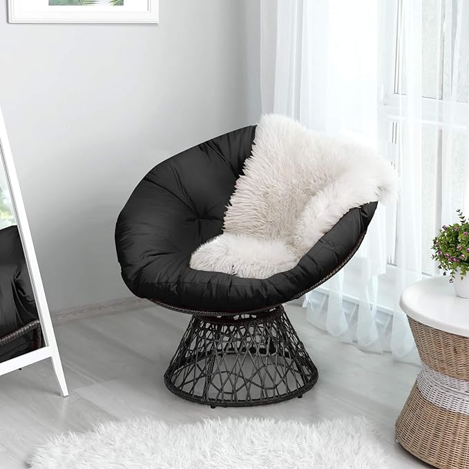 wicker chair comes with thickened soft cushions, it’s a nice decoration for balcony,Chair w/ 360-degree Swivel and Soft Cushion, Solid Structure