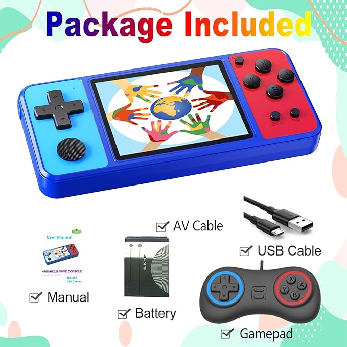 Big Color Display and Gamepad Rechargeable Arcade Gaming System