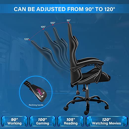 Chair Big and Tall Game Chairs for Adults with Footrest Ergonomic Gaming Computer Chair,  High Back Gaming Chair PU Leather Racing Gamer