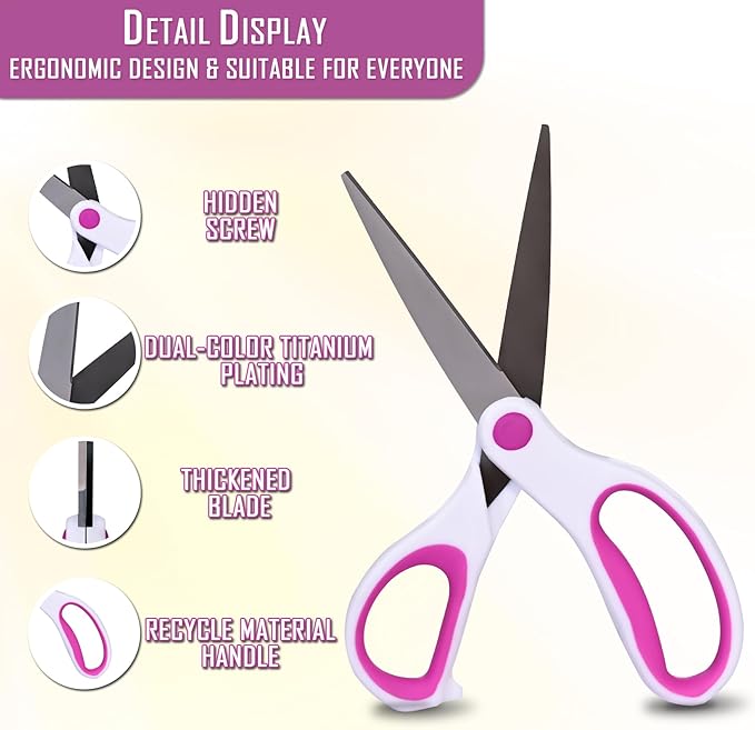 ensuring easy identification and adding a touch of vibrancy to your workspace or craft room, Craft Scissors, Fabric Scissors for Office Home, 8.5 cm Stainless Steel Scissors with Sharp Blades,.,