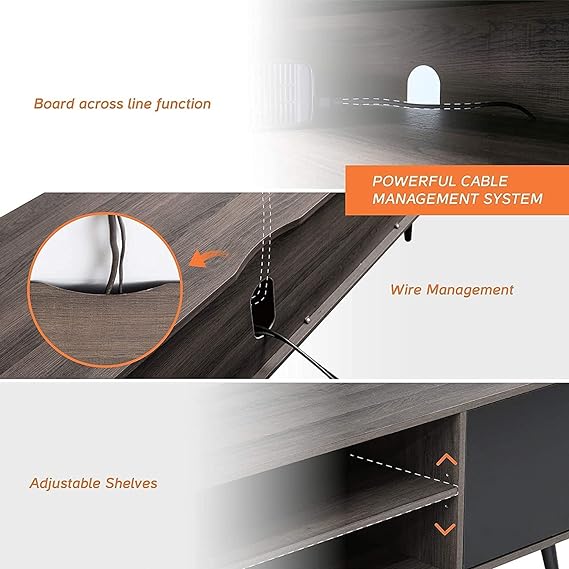 This Black/Brown tv console table will be a perfect spot to hold a TV in your living room and bedroom.