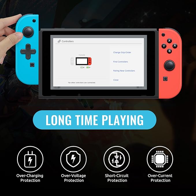 Switch joypad support wake up function and built-in 6-axis gyro. Switch L/R Controller Compatible for Switch/Lite/OLED, Wireless Switch Controller L/R with Wrist Strap (Blue and Red)