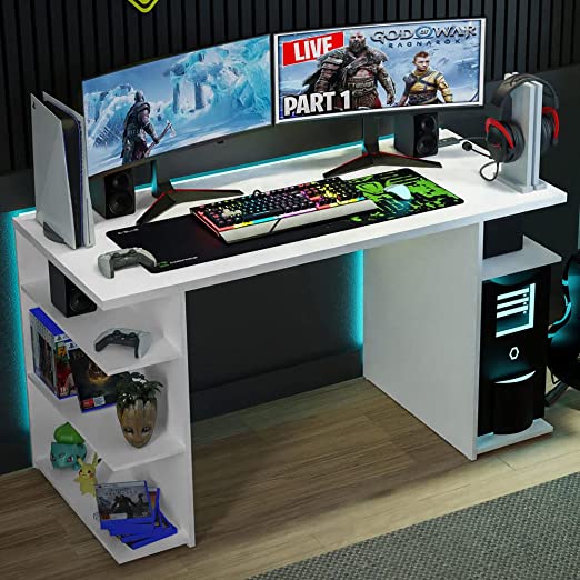 Gamer Desk for Large Monitor Stand, with Shelves 53inch,  24