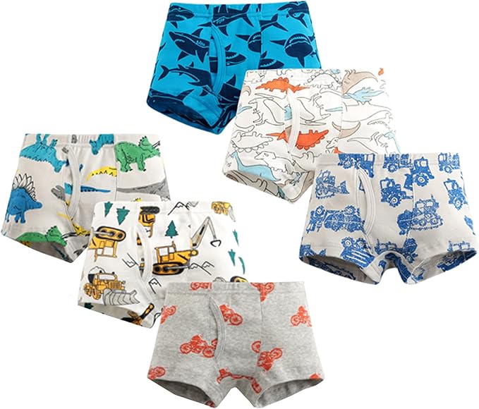 underwear has various collection with the theme of cute cartoon patterns which include dinosaurs,Boys' Briefs Cotton Cartoon Underwear 6-Pack,