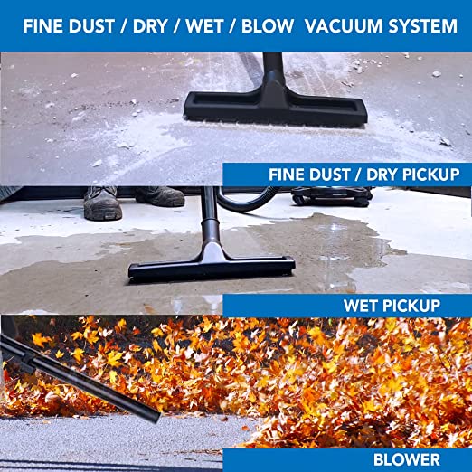 Heavy-Duty Stainless Steel Semi- Commercial Shop Vacuum System Powerful 5 Peak HP Motor, 63.5''