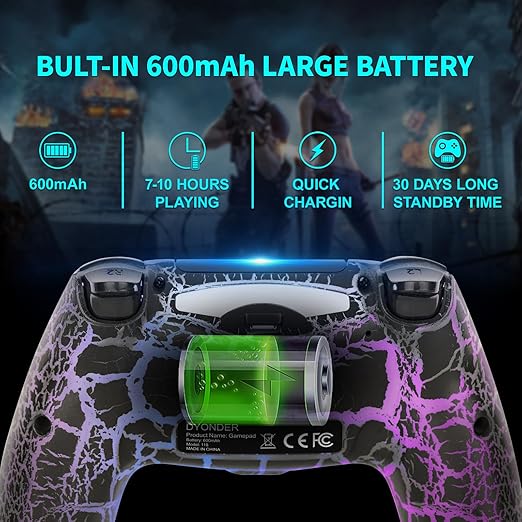 Support dual vibration, touch pad, gravity sensor, LED light bar, 3.5mm headphone jack, speaker, share button functions, s Motion Sensor/Audio Function, Game Controller Widely Compatible with PS4/PC/iOS(Black)