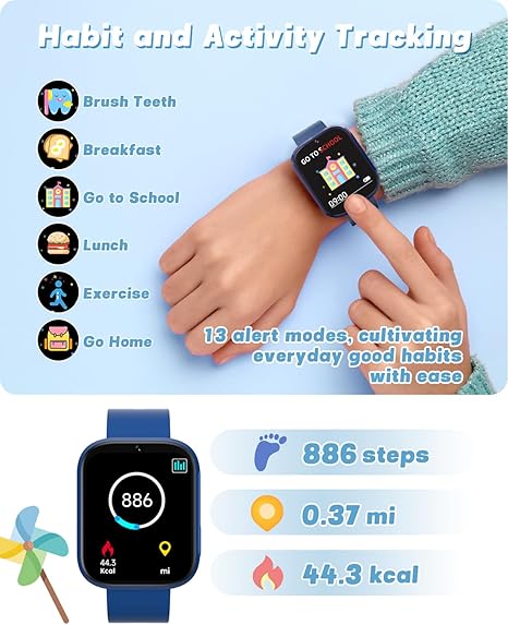 the watch for girls uses high-strength glass for the screen, ensuring its anti-crack durability.Camera, Music Player, Pedometer, HD Touch Screen, Alarm Clock SMART WATCH