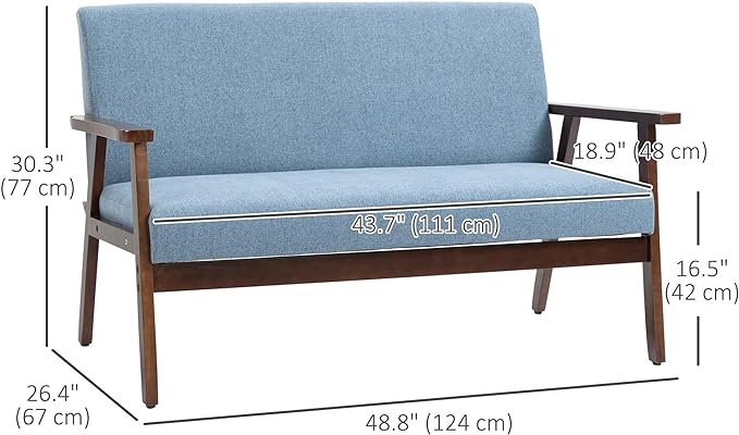 This 2 seater sofa gives you the softness and support you deserve with breathable linen-feel fabric and thick padded cushions.Upholstered 2 Seater Couch with Rubber Wood Legs