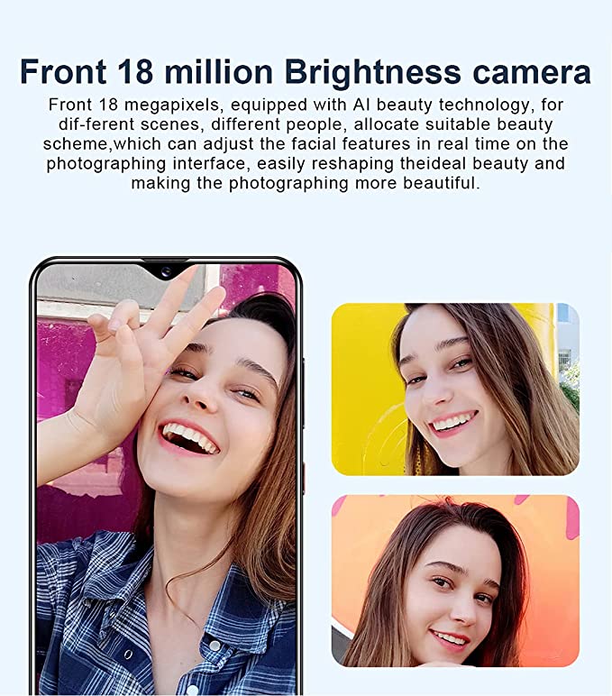 2021 New Smartphones Android Phone 6.8in Cell Phone Dual Sim 8+512ram Dual Sim Phone Mobile Phone Support 4G and 5G Networks (White)