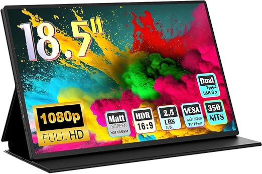 304mm*195mm*10mm),monitor N.W 1142g; whole package G.W 2.36KG, 18.5 inch Portable Monitor Upgraded- 100% sRGB 1080p CNC Frame, Compatible with USB 3.0 Phone Computers and Gaming Devices