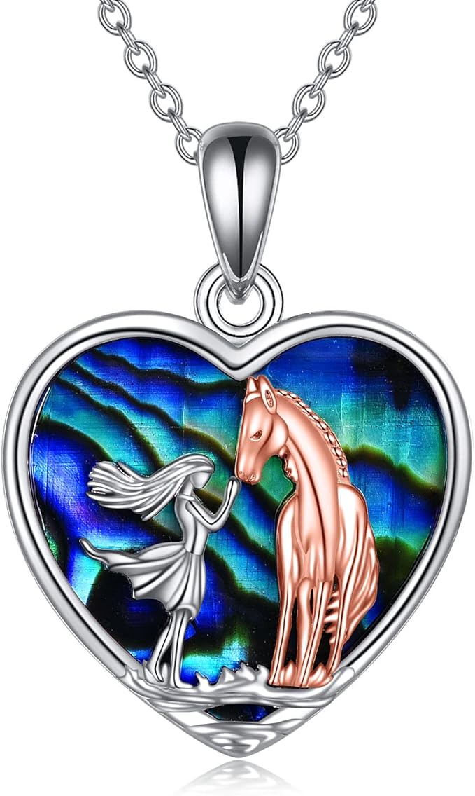 comfortable wear,especially for those with sensitive skin, Sterling Silver Abalone Horse Jewelry Gift for kids and adults