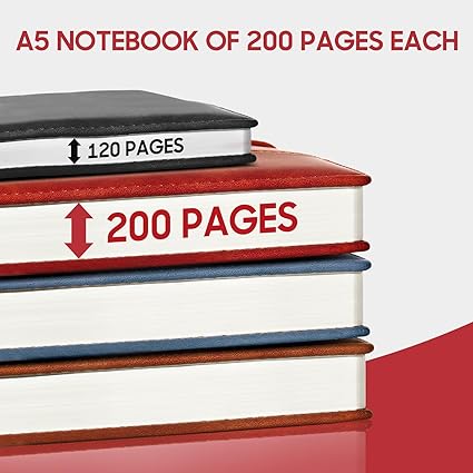 easy grip and a twist for easy use and writing. The notebook also includes a cute ribbon bookmark for easy marking and searching, Hardcover Thick College Ruled Thick Classic with Pen and Pocket Design, Thick Paper Writing,