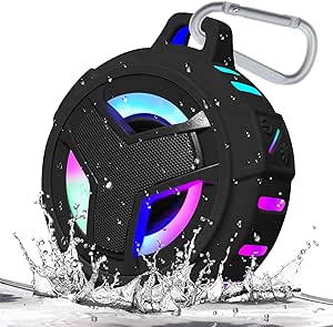 Waterproof Shower speaker is thoroughly resistant to water, dust and sand. You can get it wet, Bluetooth Speakers, IP67 Waterproof Outdoor Speaker Wireless with LED Light, Floating, 2000mAh