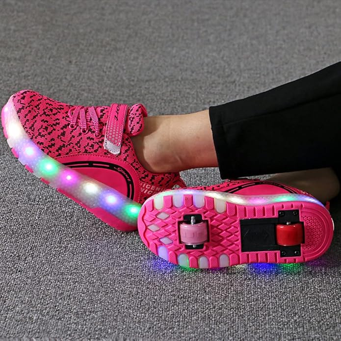 It often costs 1-2 hours to charge full and can bright for about 5-8 hours, Sneakers Wheels Shoes USB Charging Light Up Roller Skates Kids