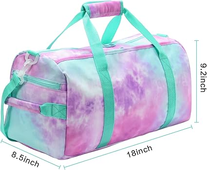 Sport Gym Bag with Shoes Compartment and Wet Pocket-Purple, The small gym bag is made of waterproof polyester, lightweight, durable, breathable and water-resistant. FOR KIDS - ADULTS