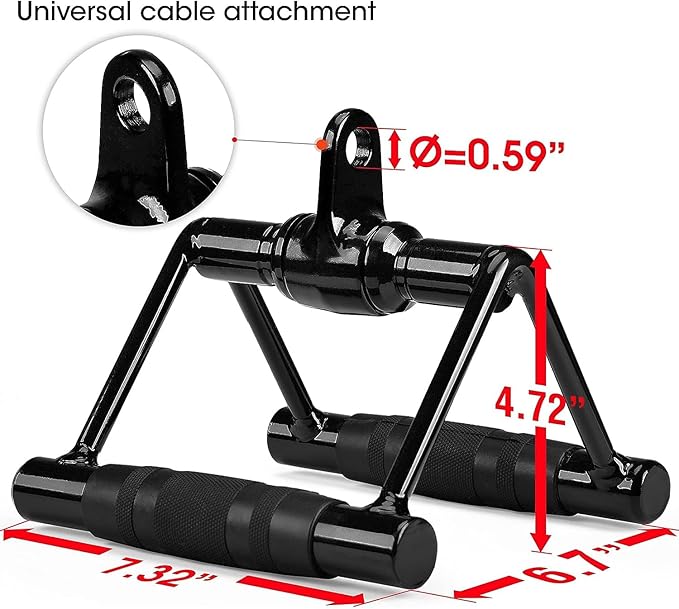 Compact and multi-functional design gives you an optimum fitness space, Double D Row Handle Cable Attachment, BLACK