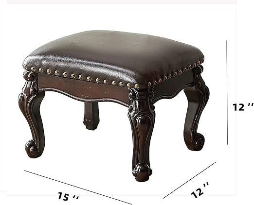 high-quality microfiber leather, excellent touch, scratch-resistant and wear-resistant, easy to clean. The side of the stool adopts a square design, Leather Upholstered Foot Stool for Living Room, Sofa, Entryway,