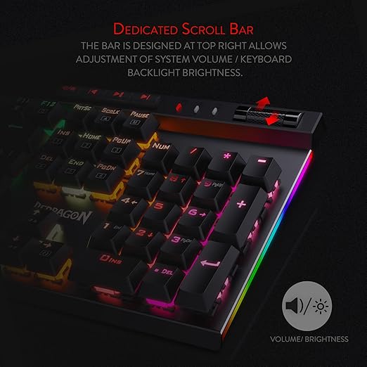 5 programmable macro keys(G1~G5) on the keyboard which can be recorded macros on the fly without any additional software required to be installed,  K580 VATA RGB Mechanical Gaming Keyboard, 104 Keys Gamer Keyboard with Blue Tactile Mechanical Switches,