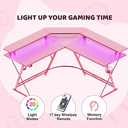 pink desk Carbon Fiber Surface with Monitor Stand