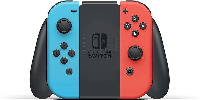 The Nintendo Switch and Dock connects the system to the TV and lets you play with your family and friends  Switch with Neon Blue and Neon Red Joy‑Con