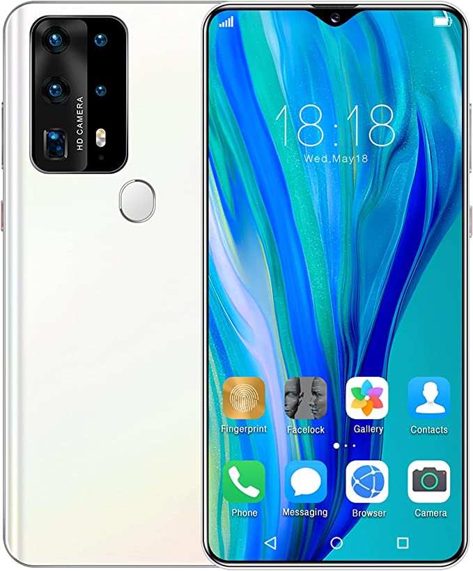 2021 New Smartphones Android Phone 6.8in Cell Phone Dual Sim 8+512ram Dual Sim Phone Mobile Phone Support 4G and 5G Networks (White)