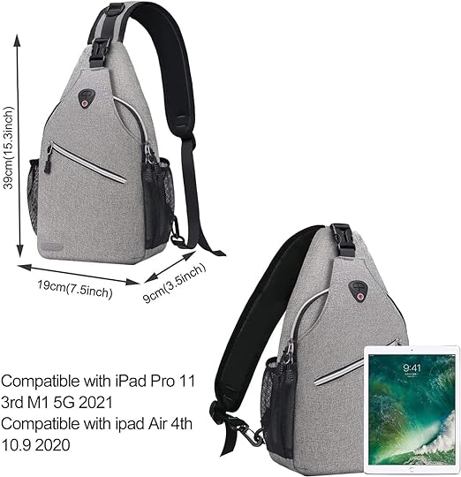 Crossbody Shoulder Bag Travel Hiking Daypack, strap varied from 18(45.7cm) to maximum 36 inch(91.4cm) can be adjusted loose or tight. Perfectly fit your body.