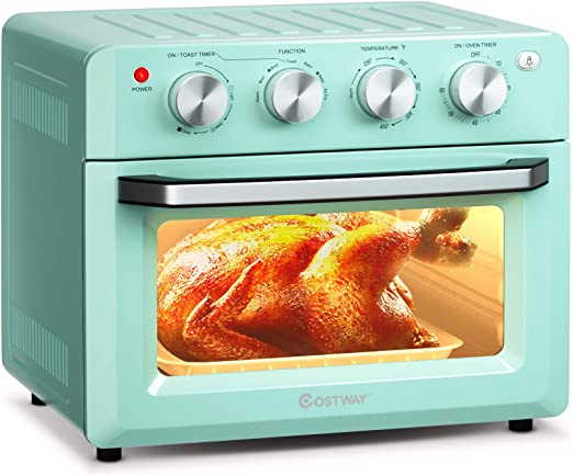 COSTWAY Air Fryer Oven, 7-in-1 Convection Oven with Air Fry, Bake, Broil, Toast, Dehydrate, Pizza, Warm Function, 1550W Air Fryer Toaster Oven with Timer, Temperature Control, 5 Accessories