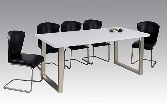 an absolute highlight because of its beautiful high gloss white color, Dining Table Pedestal Table MDF High-Gloss White