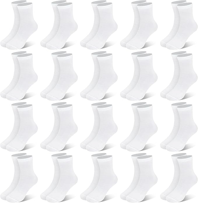 20 Pairs flexibility and comfort to kids, our athletic socks adopt upgraded high elastic fabric. Appropriate elastic make sure the sock will not impede blood circulation.